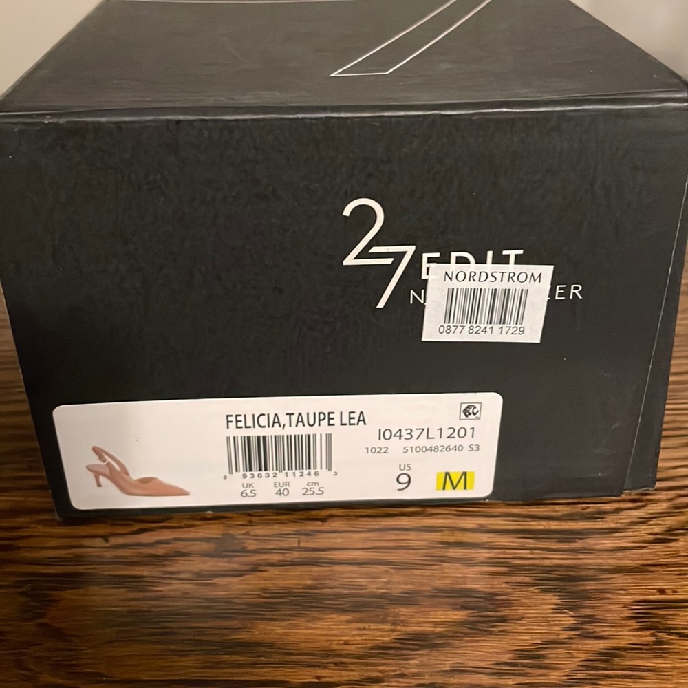 Brand new, never worn, with box and tissue, nude leather sling back pumps